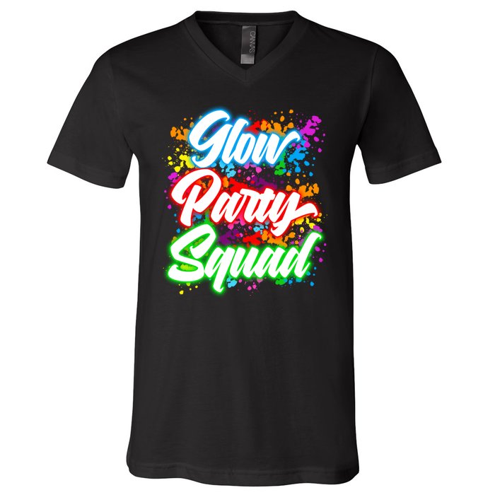 Glow Party Squad Neon V-Neck T-Shirt