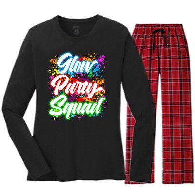 Glow Party Squad Neon Women's Long Sleeve Flannel Pajama Set 