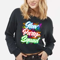 Glow Party Squad Neon Cropped Pullover Crew