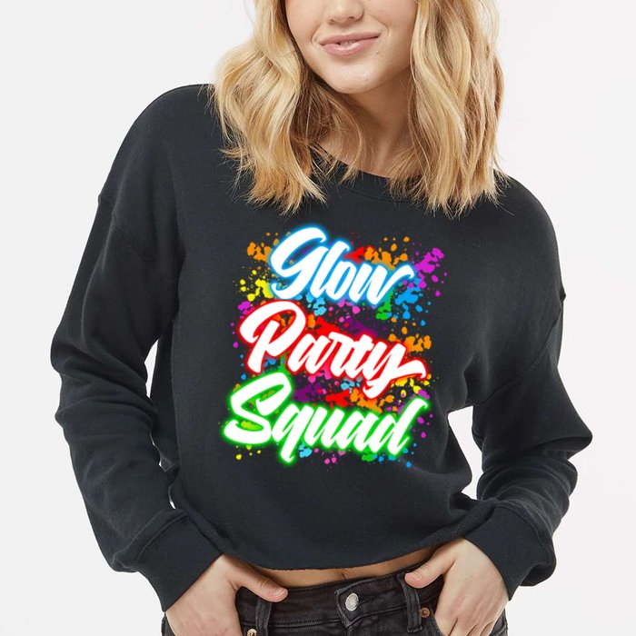 Glow Party Squad Neon Cropped Pullover Crew
