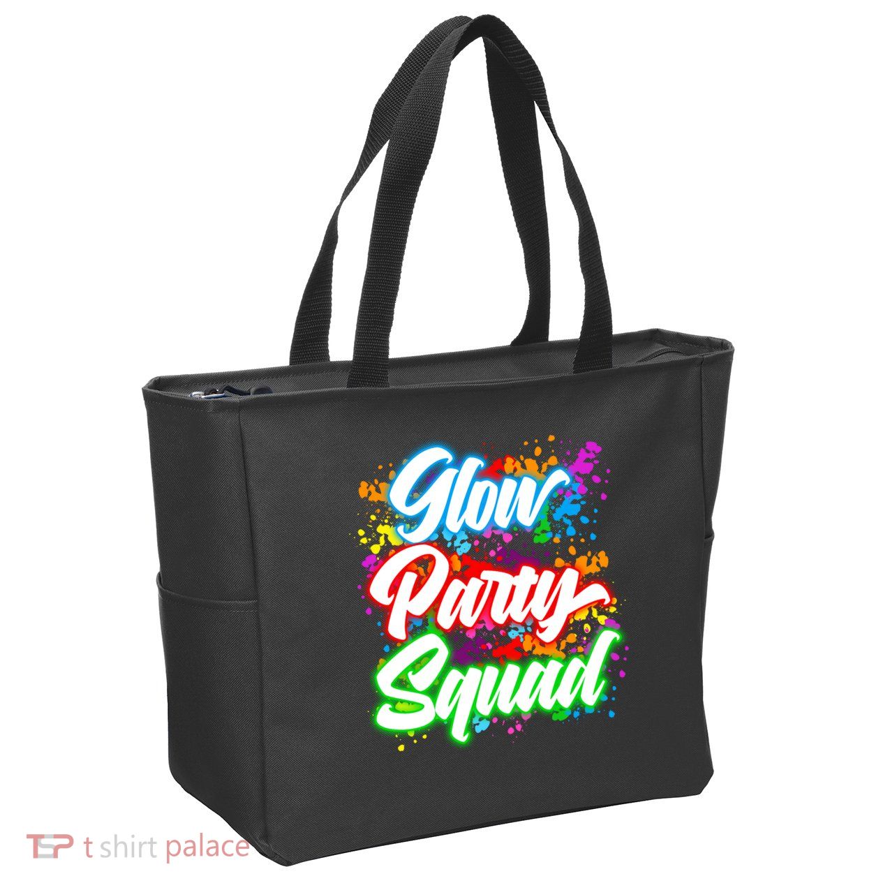 Glow Party Squad Neon Zip Tote Bag