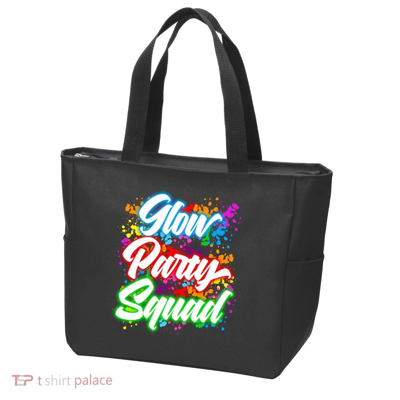Glow Party Squad Neon Zip Tote Bag