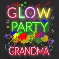Glow Party Squad Grandma Paint Splatter Glow Party Matching 7 Panel Mesh Trucker Snapback Hat