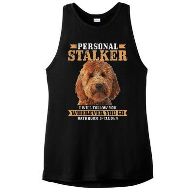 Goldendoodle Personal Stalker Funny Golden Doodle Mom Ladies PosiCharge Tri-Blend Wicking Tank