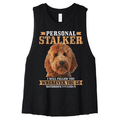 Goldendoodle Personal Stalker Funny Golden Doodle Mom Women's Racerback Cropped Tank