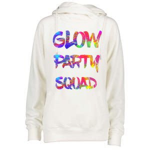 Glow Party Squad 80s Retro Party Group Dance Party Team Gift Womens Funnel Neck Pullover Hood