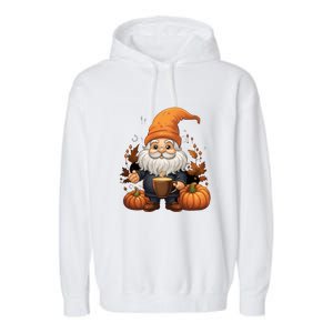 Gnome Pumpkin Spice Latte Fall Autumn Leaves Halloween Gift Garment-Dyed Fleece Hoodie