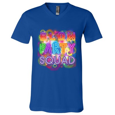 Glow Party Squad Girls Glow Funny Retro Party Lover Gift V-Neck T-Shirt