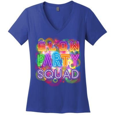 Glow Party Squad Girls Glow Funny Retro Party Lover Gift Women's V-Neck T-Shirt
