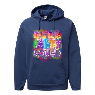 Glow Party Squad Girls Glow Funny Retro Party Lover Gift Performance Fleece Hoodie