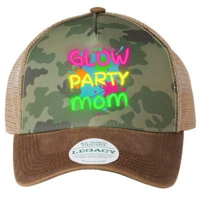 Glow Party Squad Mom Paint Splatter Glow Party Matching Funny Gift Legacy Tie Dye Trucker Hat
