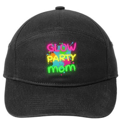 Glow Party Squad Mom Paint Splatter Glow Party Matching Funny Gift 7-Panel Snapback Hat