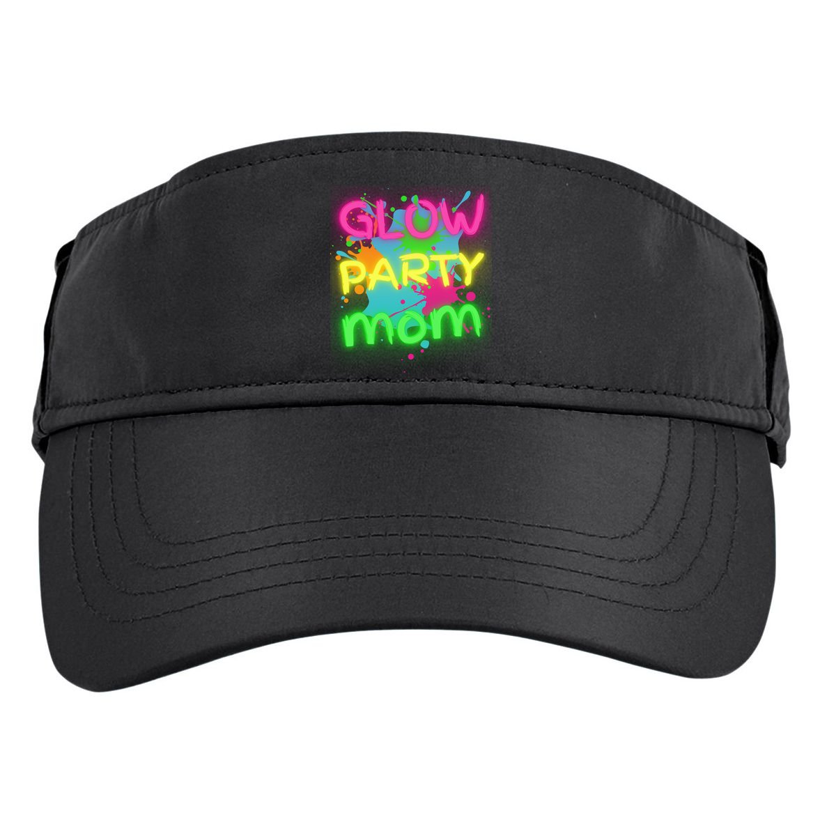 Glow Party Squad Mom Paint Splatter Glow Party Matching Funny Gift Adult Drive Performance Visor