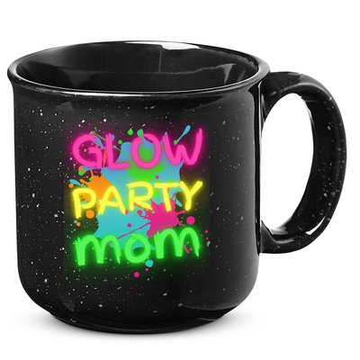 Glow Party Squad Mom Paint Splatter Glow Party Matching Funny Gift 15oz Campfire Ceramic Mug