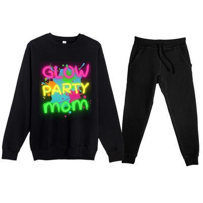 Glow Party Squad Mom Paint Splatter Glow Party Matching Funny Gift Premium Crewneck Sweatsuit Set