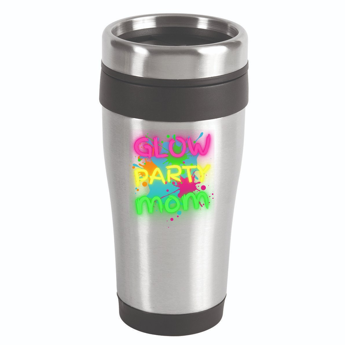 Glow Party Squad Mom Paint Splatter Glow Party Matching Funny Gift 16oz Travel Tumbler