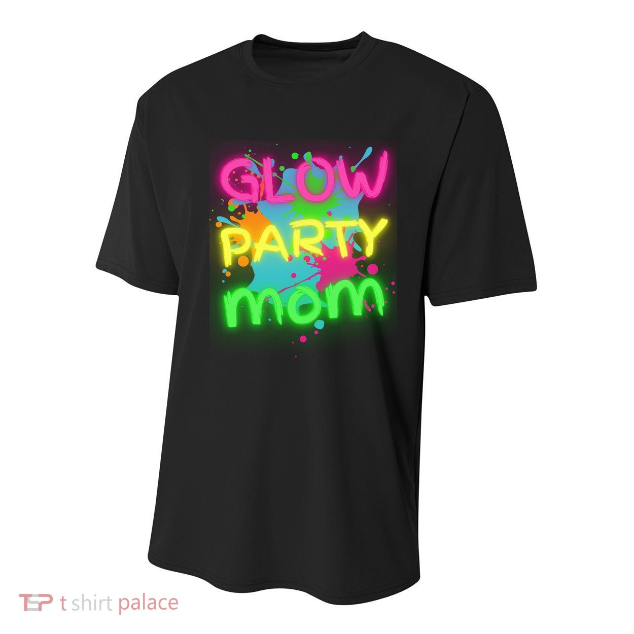 Glow Party Squad Mom Paint Splatter Glow Party Matching Funny Gift Youth Performance Sprint T-Shirt