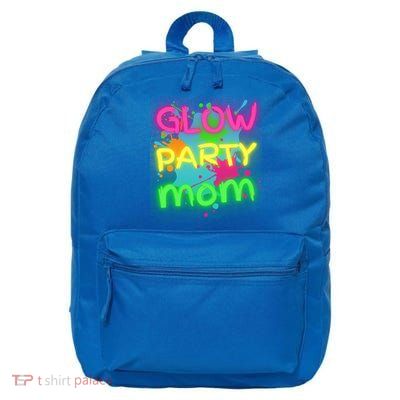 Glow Party Squad Mom Paint Splatter Glow Party Matching Funny Gift 16 in Basic Backpack