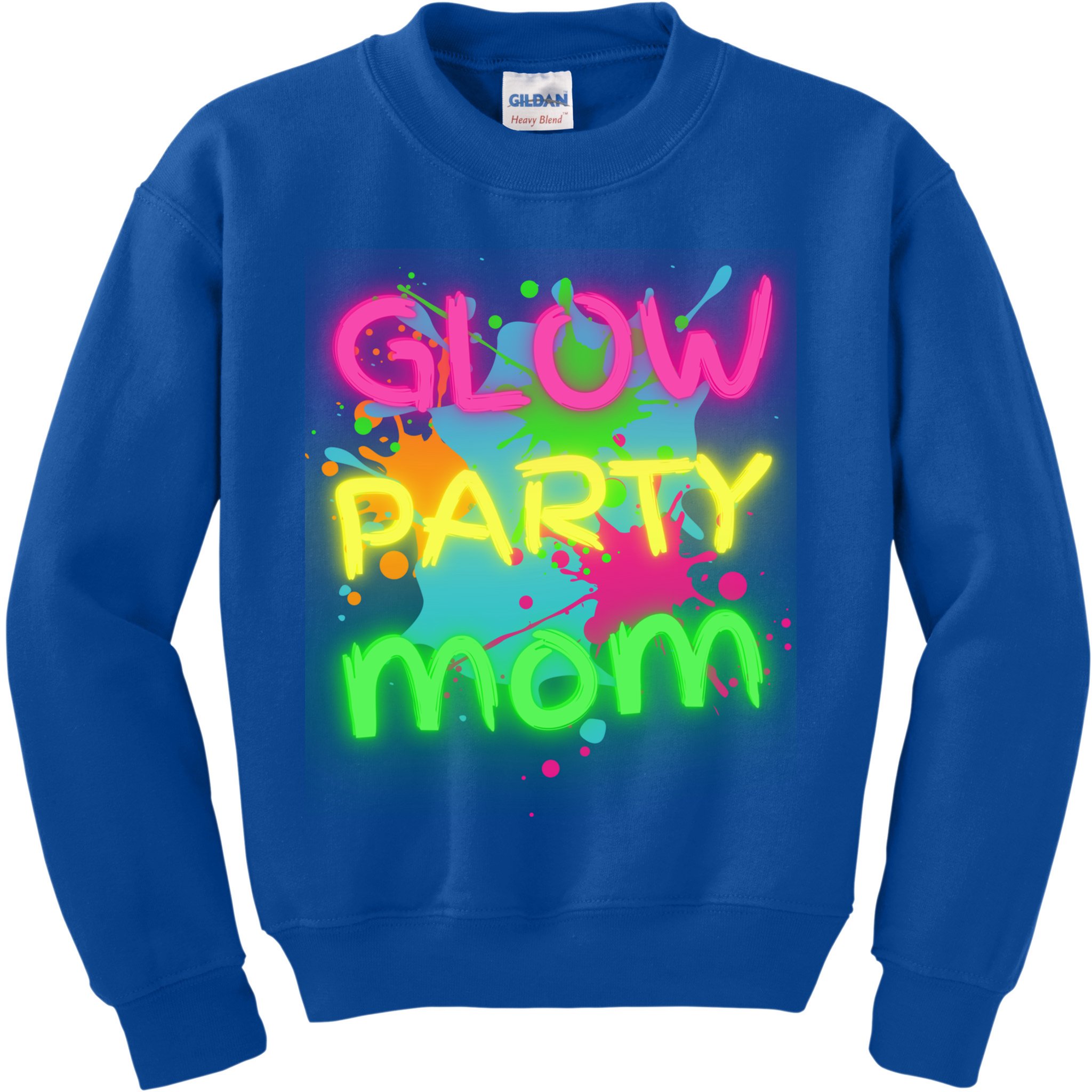 Glow Party Squad Mom Paint Splatter Glow Party Matching Funny Gift Kids Sweatshirt