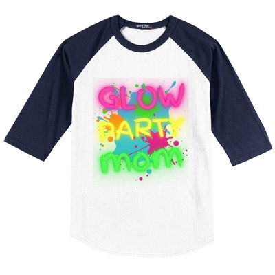 Glow Party Squad Mom Paint Splatter Glow Party Matching Funny Gift Baseball Sleeve Shirt