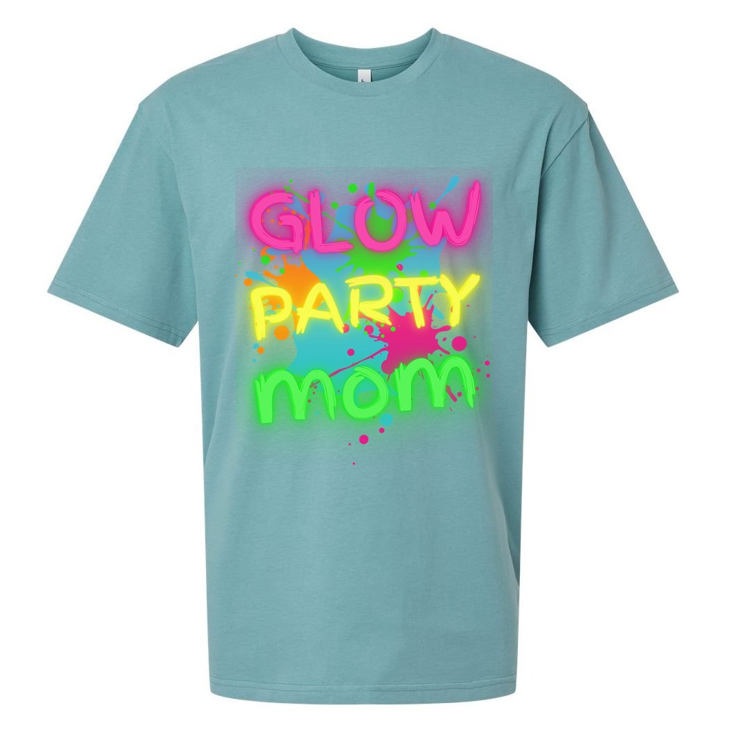 Glow Party Squad Mom Paint Splatter Glow Party Matching Funny Gift Sueded Cloud Jersey T-Shirt