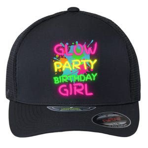 Glow Party Squad Paint Splatter Glow Party Birthday Girl Gift Flexfit Unipanel Trucker Cap