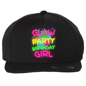 Glow Party Squad Paint Splatter Glow Party Birthday Girl Gift Wool Snapback Cap