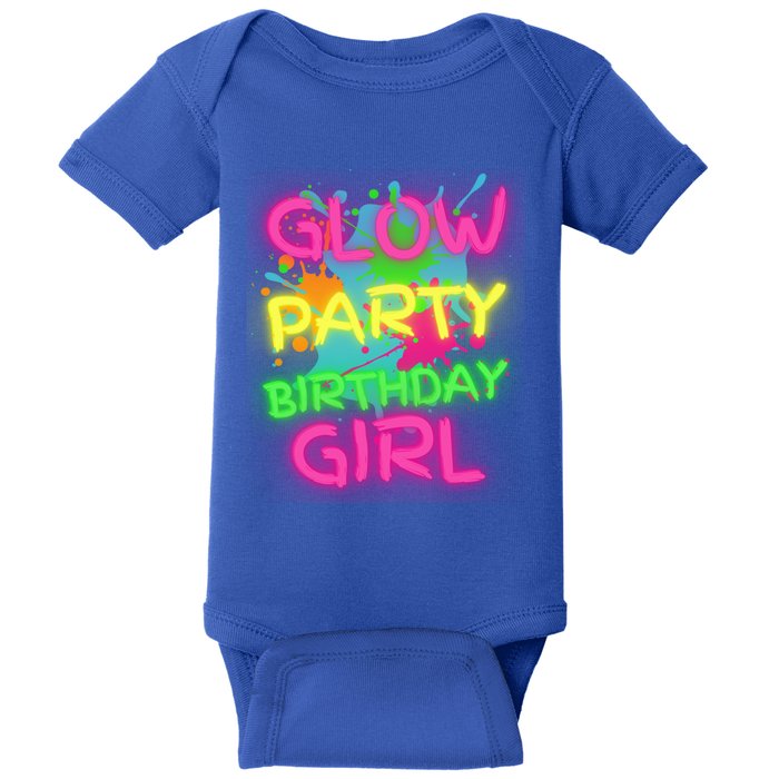 Glow Party Squad Paint Splatter Glow Party Birthday Girl Gift Baby Bodysuit