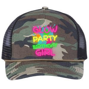 Glow Party Squad Paint Splatter Glow Party Birthday Girl Gift Retro Rope Trucker Hat Cap