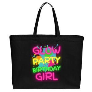 Glow Party Squad Paint Splatter Glow Party Birthday Girl Gift Cotton Canvas Jumbo Tote