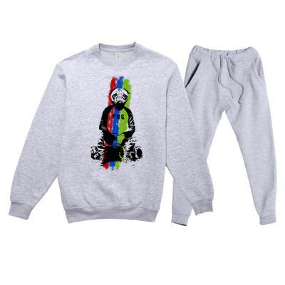 Good Pug Sitting Art Premium Crewneck Sweatsuit Set