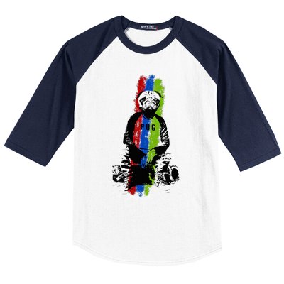 Good Pug Sitting Art Baseball Sleeve Shirt