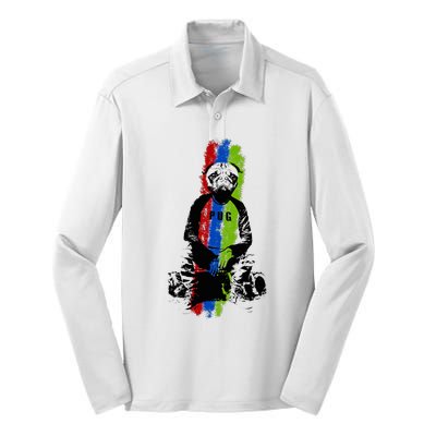 Good Pug Sitting Art Silk Touch Performance Long Sleeve Polo