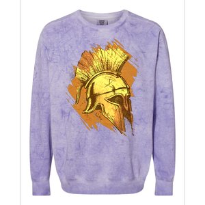 Grunge Painted Spartan Gladiator Warrior Helmet Colorblast Crewneck Sweatshirt