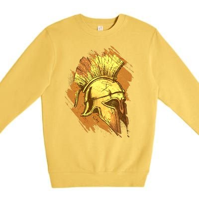 Grunge Painted Spartan Gladiator Warrior Helmet Premium Crewneck Sweatshirt