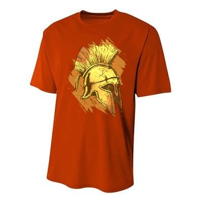 Grunge Painted Spartan Gladiator Warrior Helmet Performance Sprint T-Shirt