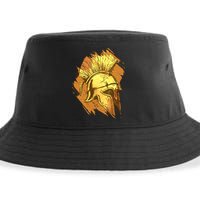 Grunge Painted Spartan Gladiator Warrior Helmet Sustainable Bucket Hat