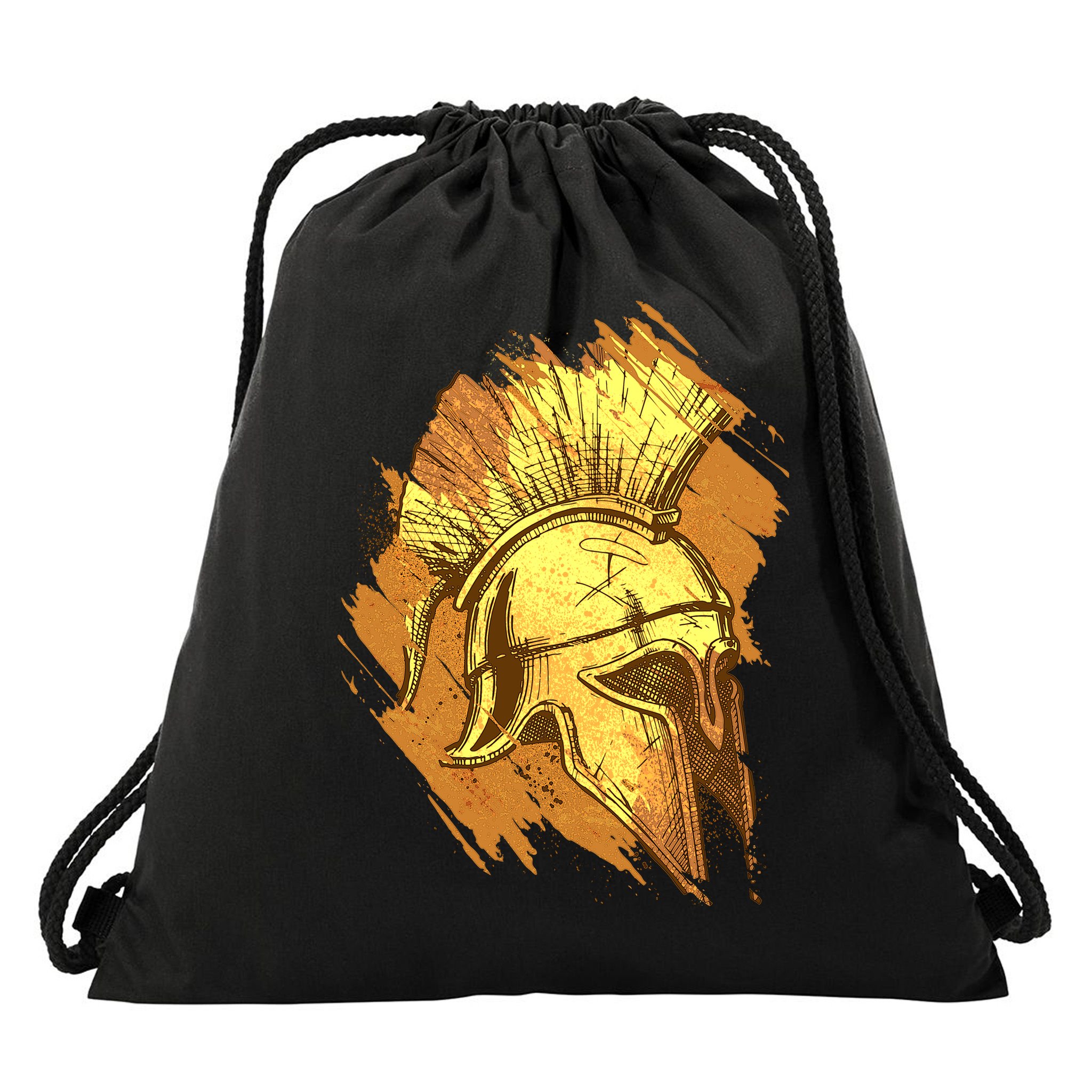 Grunge Painted Spartan Gladiator Warrior Helmet Drawstring Bag