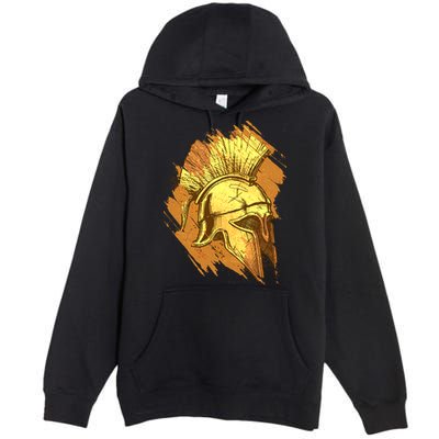 Grunge Painted Spartan Gladiator Warrior Helmet Premium Pullover Hoodie