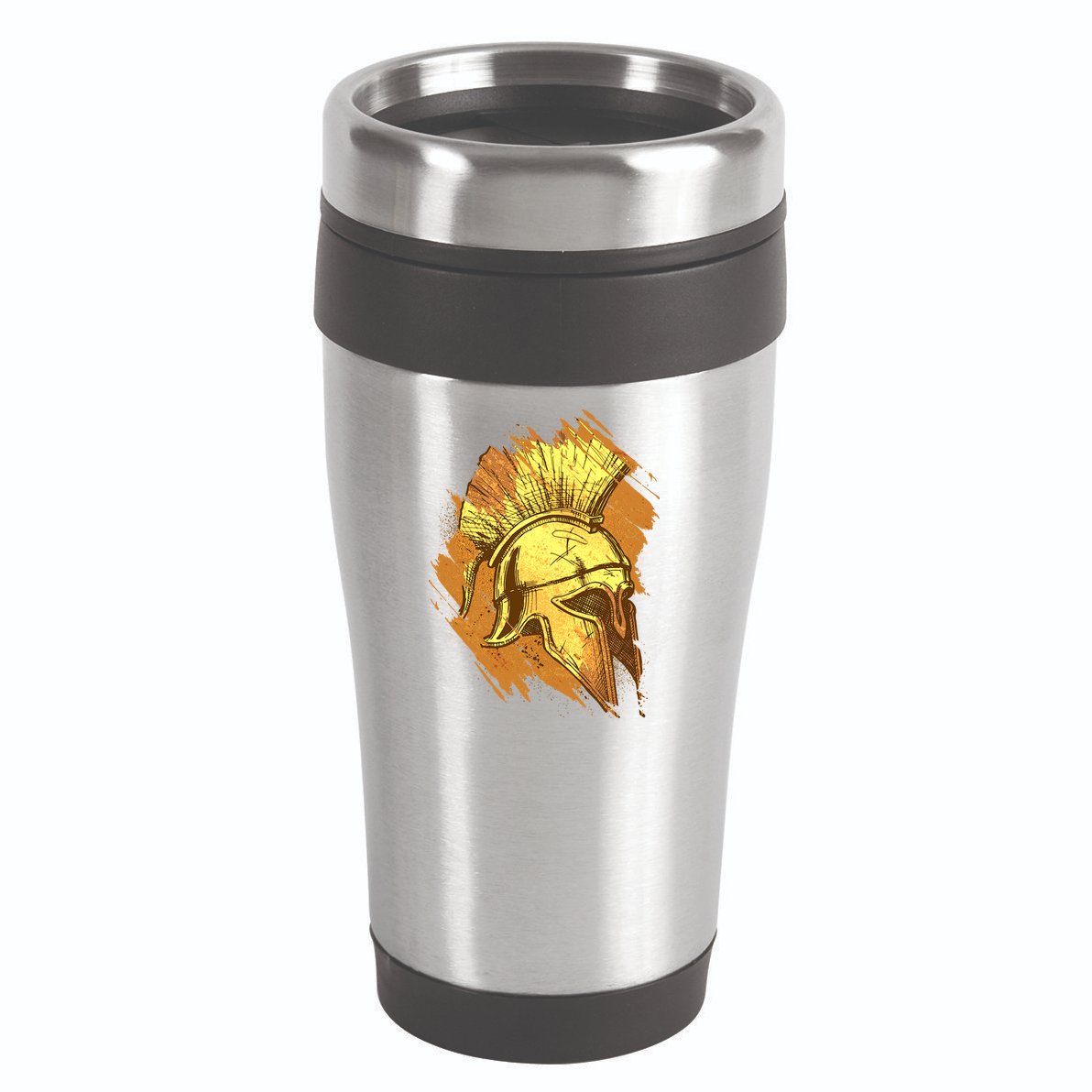 Grunge Painted Spartan Gladiator Warrior Helmet 16oz Travel Tumbler