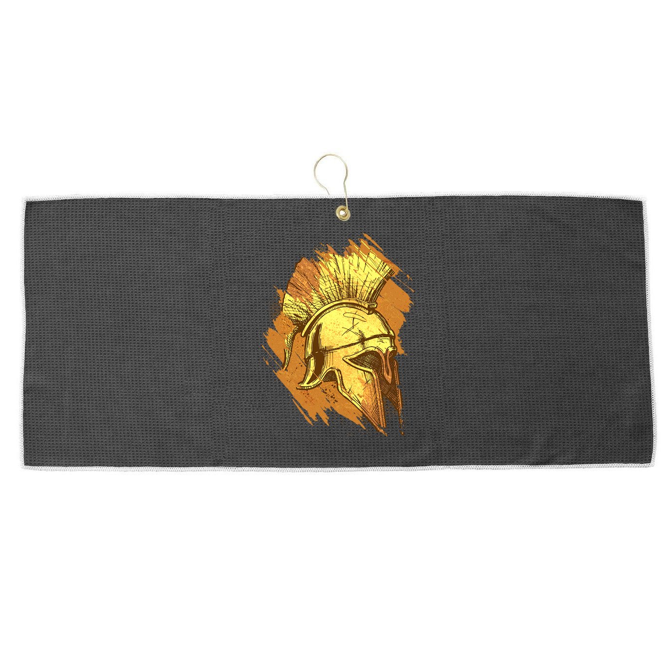 Grunge Painted Spartan Gladiator Warrior Helmet Large Microfiber Waffle Golf Towel
