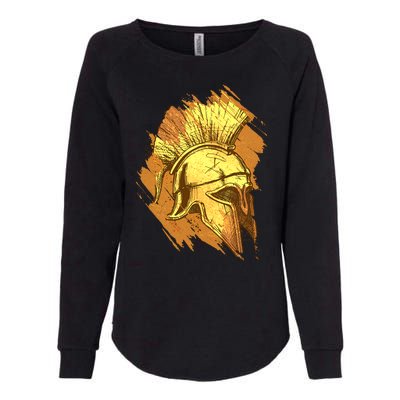 Grunge Painted Spartan Gladiator Warrior Helmet Womens California Wash Sweatshirt