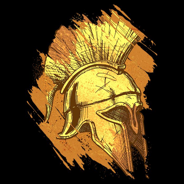 Grunge Painted Spartan Gladiator Warrior Helmet Premium T-Shirt