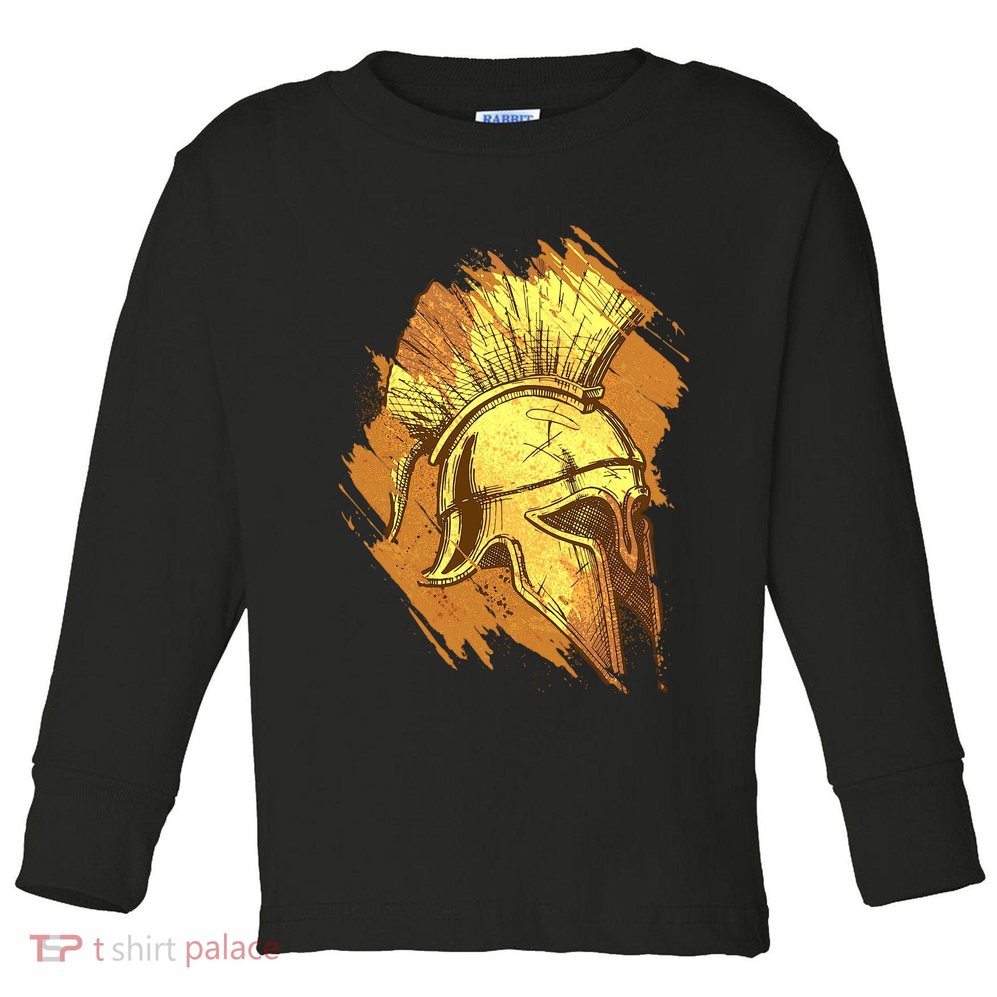 Grunge Painted Spartan Gladiator Warrior Helmet Toddler Long Sleeve Shirt