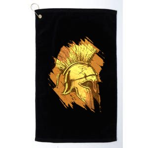 Grunge Painted Spartan Gladiator Warrior Helmet Platinum Collection Golf Towel