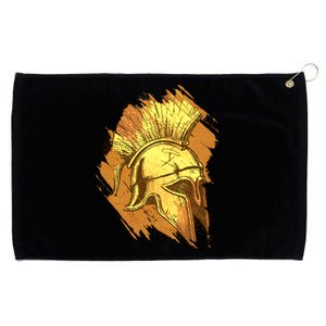 Grunge Painted Spartan Gladiator Warrior Helmet Grommeted Golf Towel