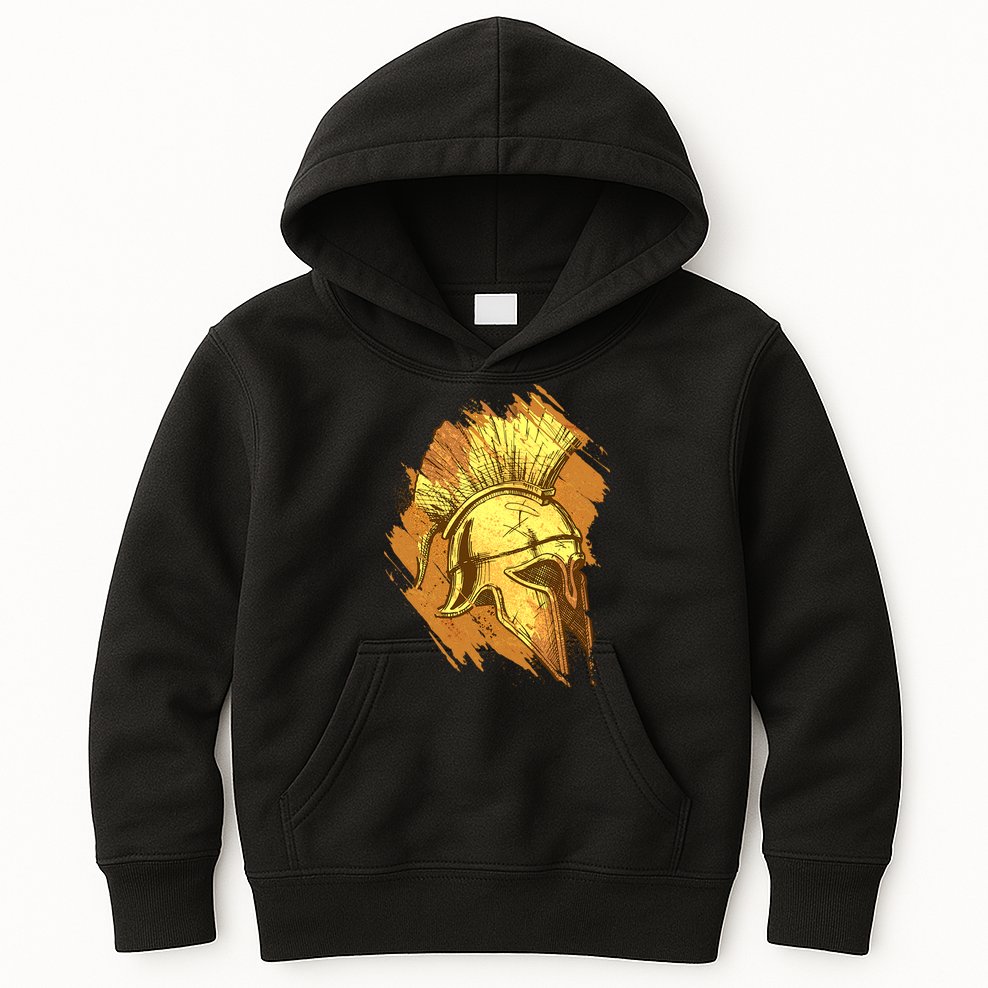 Grunge Painted Spartan Gladiator Warrior Helmet Kids Hoodie