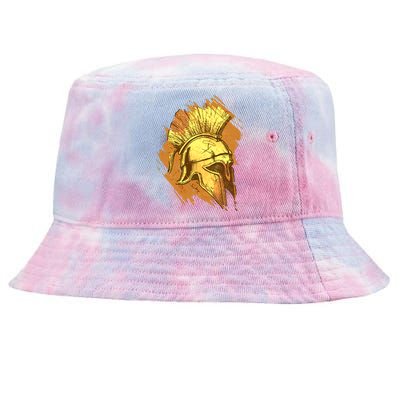 Grunge Painted Spartan Gladiator Warrior Helmet Tie-Dyed Bucket Hat