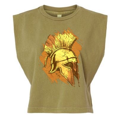 Grunge Painted Spartan Gladiator Warrior Helmet Garment-Dyed Women's Muscle Tee