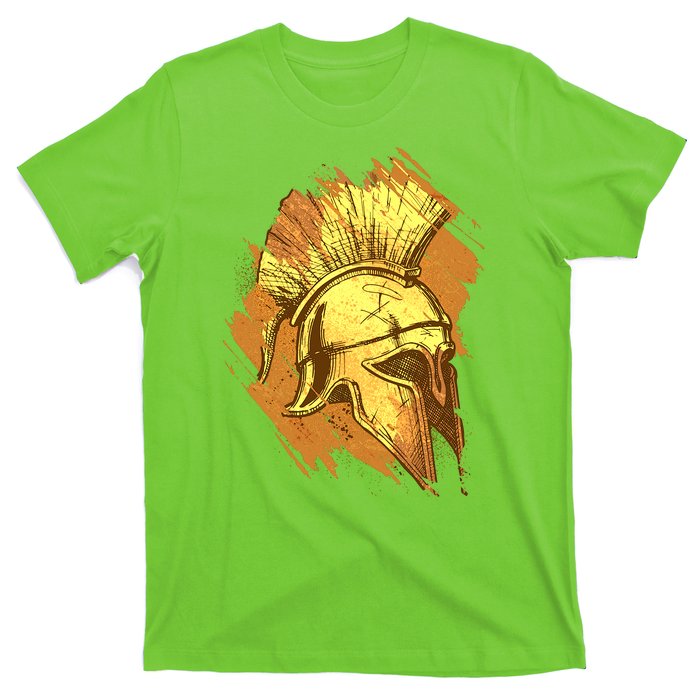 Grunge Painted Spartan Gladiator Warrior Helmet T-Shirt